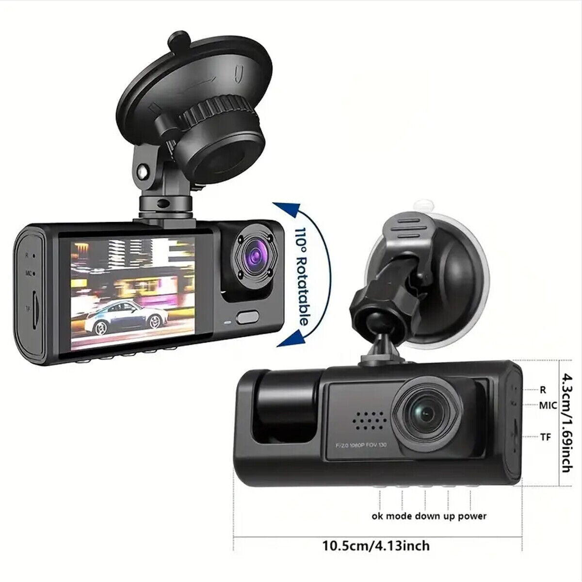 Car Dash Cam Recorder G Sensor DVR Front And Rear Camera Video