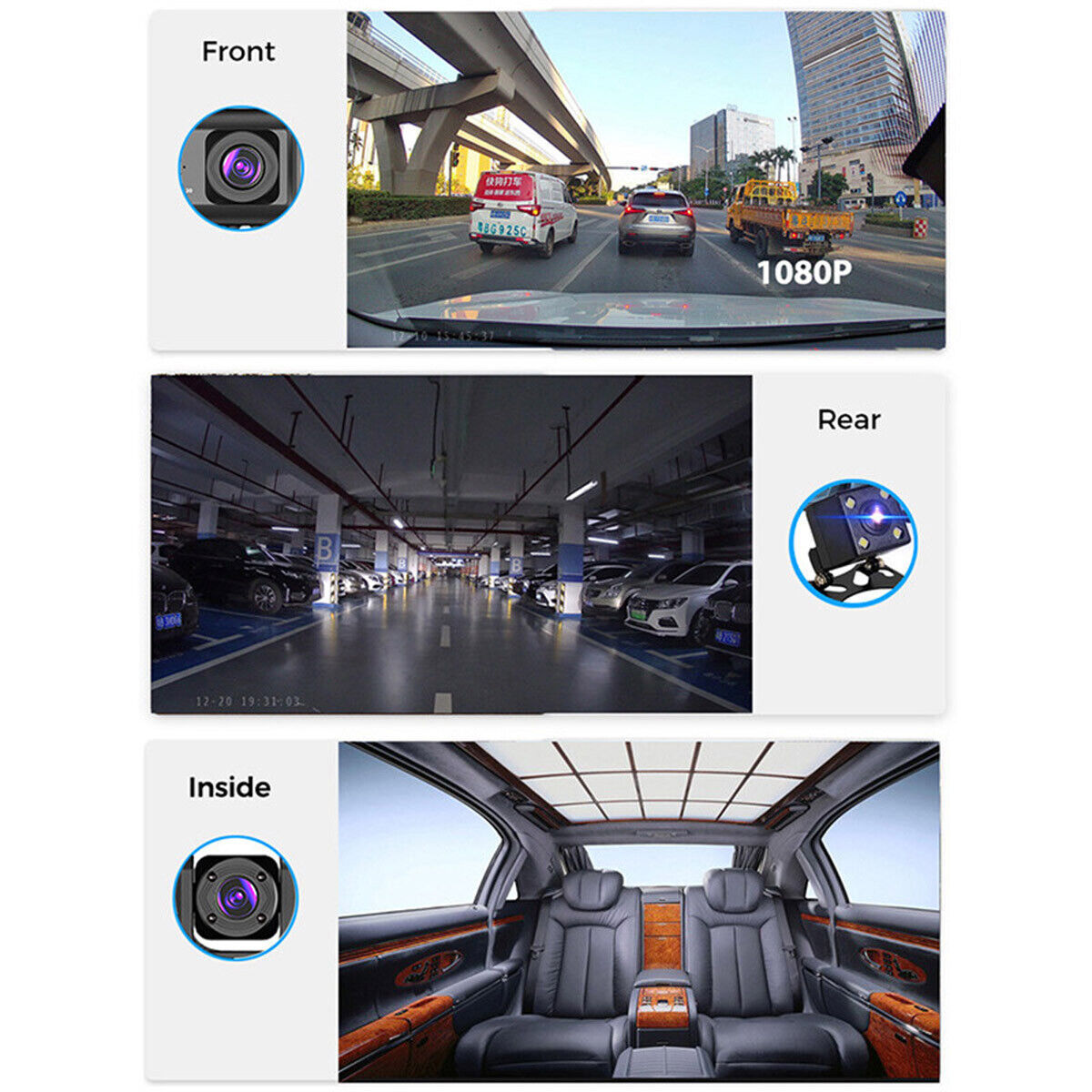 Car Dash Cam Recorder G Sensor DVR Front And Rear Camera Video