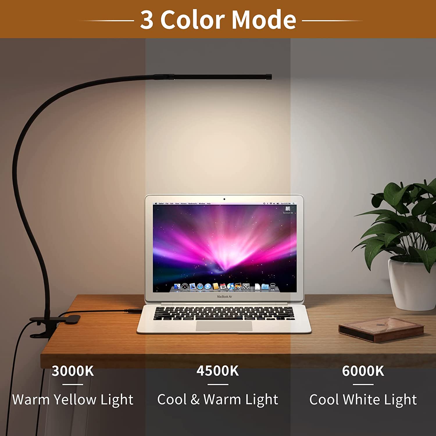 On Desk Dimmable Lamp  - 3 Modes - 10 Brightness Levels - 10W LED Clip