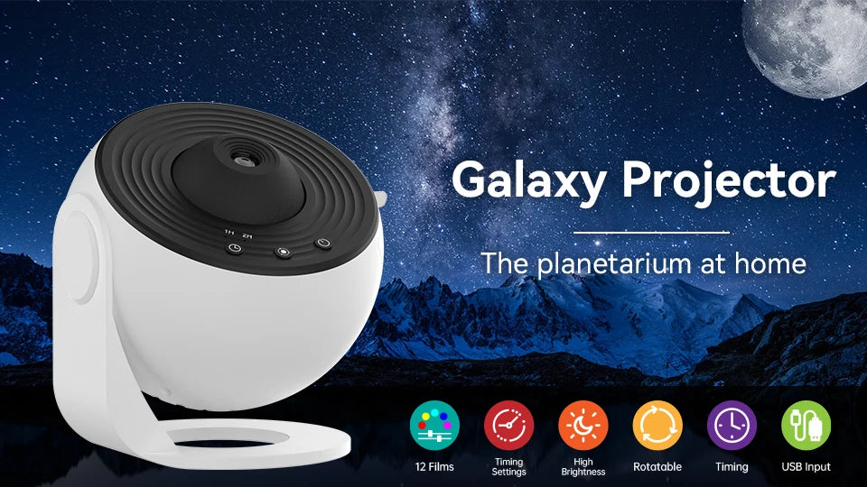 Galaxy Projector Night Light – 360° Rotating Starry Sky Lamp for Kids & Gifts