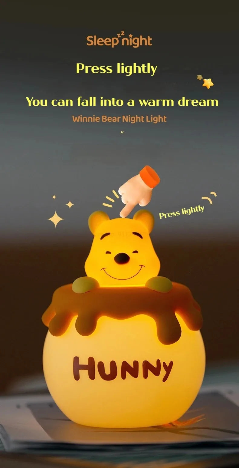 Winnie The Pooh Night Light – Soft Silicone, Eye Protection, Kids Gift