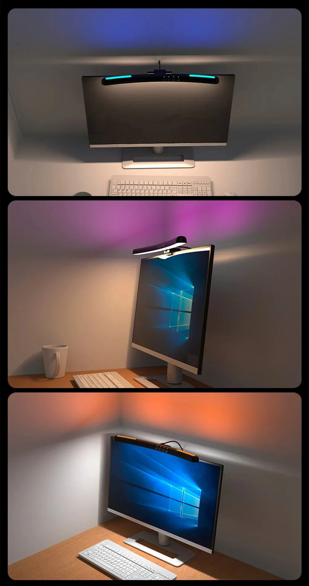 USB Dimming Monitor Light Bar – RGB Curved Screen Ambient Desk Lamp