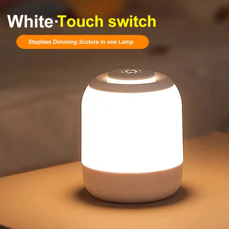 LED Touch Sensor Table Lamp – 3 Colors, USB Rechargeable, Kid’s Bedside Lamp