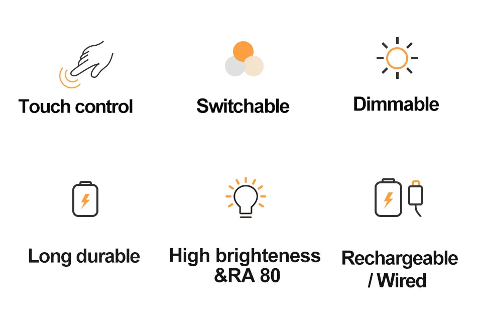 LED Touch Sensor Table Lamp – 3 Colors, USB Rechargeable, Kid’s Bedside Lamp