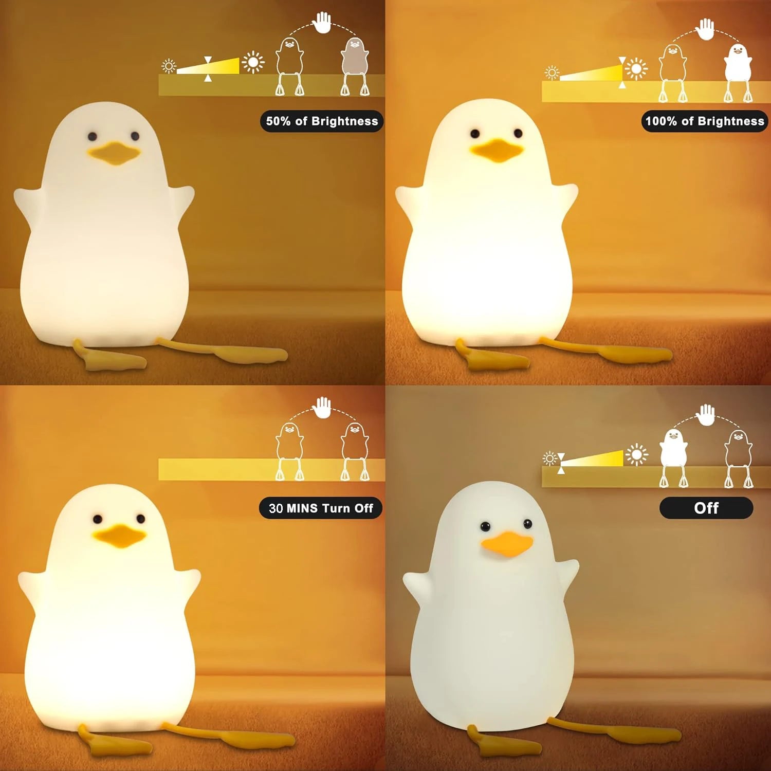 Duck Silicone Night Light – USB Charging, Fun Desktop Decor for Kids