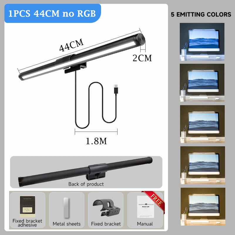 USB Dimming Monitor Light Bar – RGB Curved Screen Ambient Desk Lamp