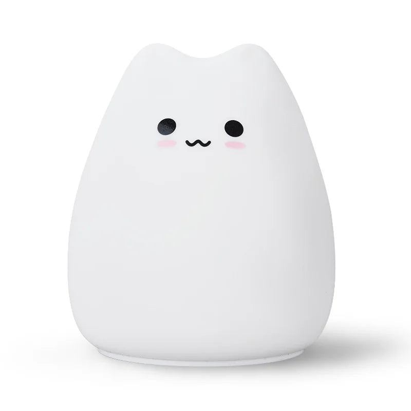 LED Colorful Cat Night Light – Soft Silicone, Cartoon Nursery Lamp for Kids