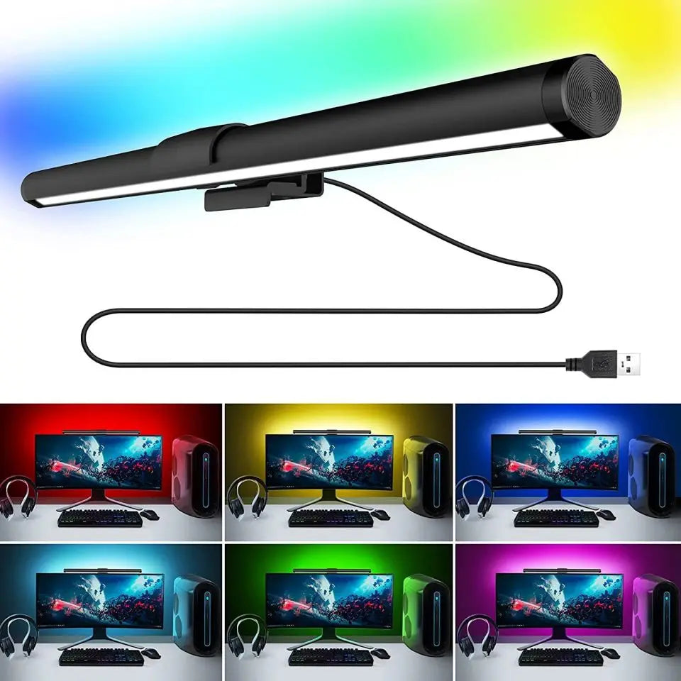 USB Dimming Monitor Light Bar – RGB Curved Screen Ambient Desk Lamp