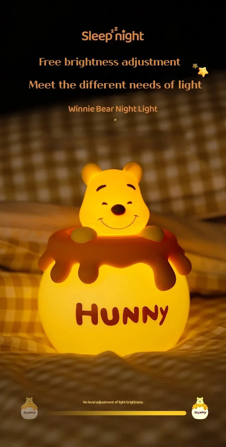 Winnie The Pooh Night Light – Soft Silicone, Eye Protection, Kids Gift