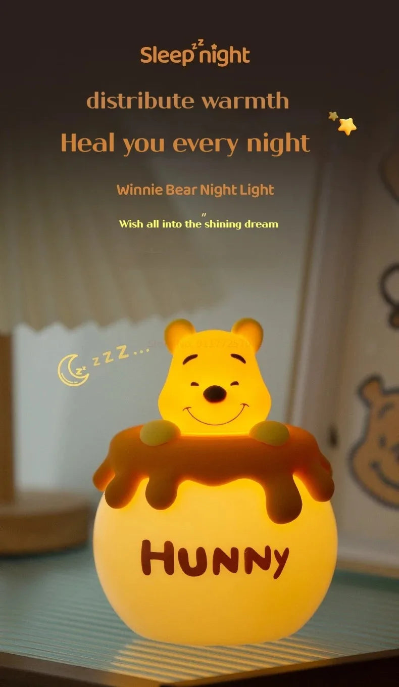 Winnie The Pooh Night Light – Soft Silicone, Eye Protection, Kids Gift