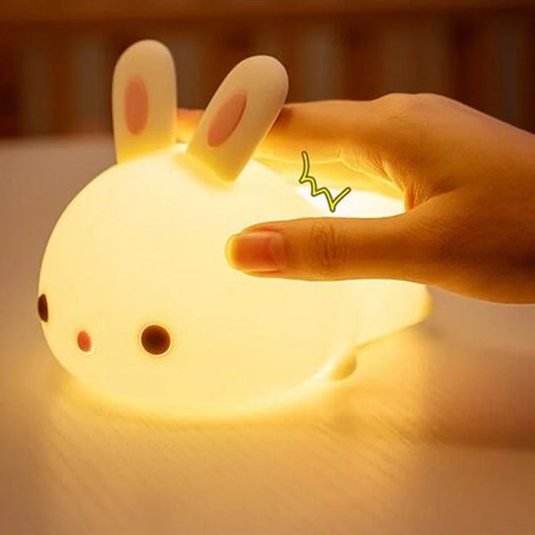 RGB Touch Sensor Rabbit Night Light – 16 Colors, USB Rechargeable Bunny Lamp