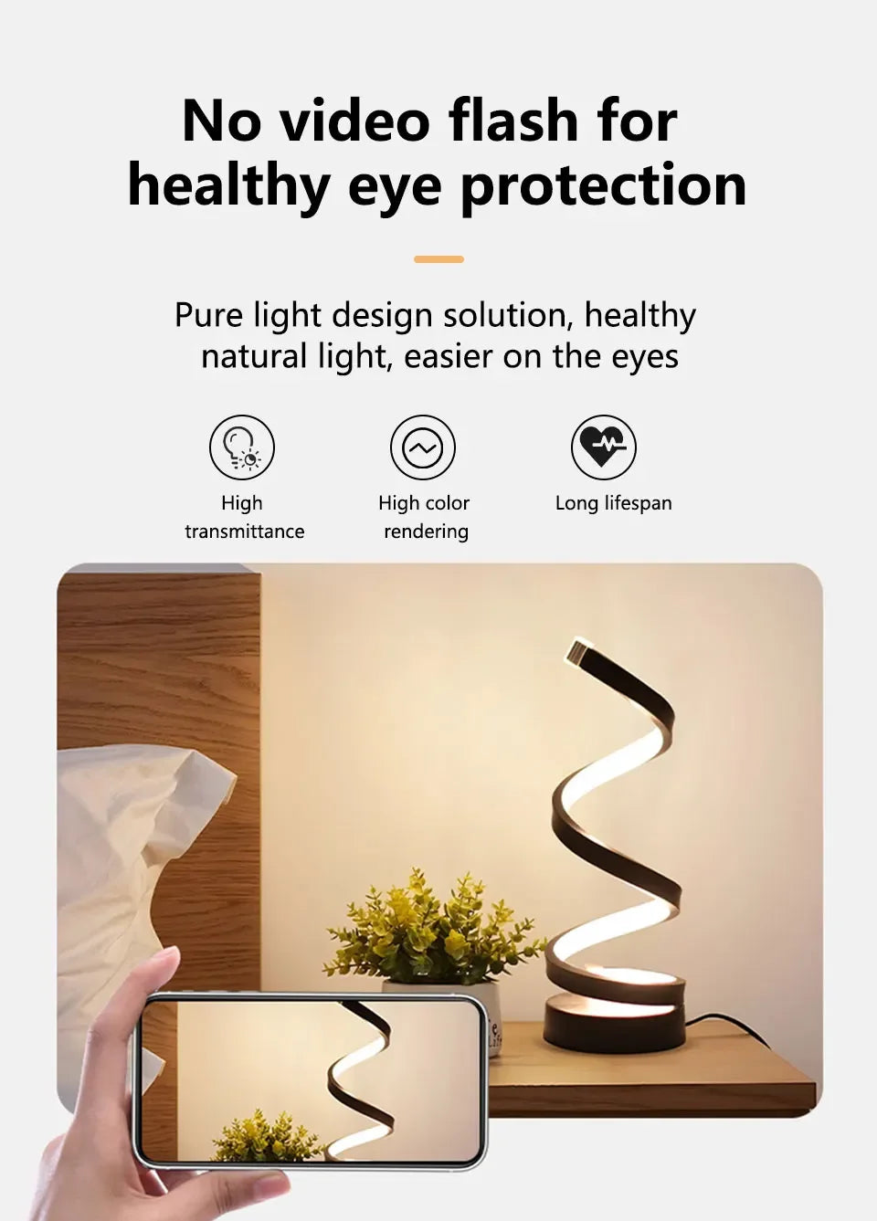 LED Spiral Table Lamp – Dimmable, Modern Night Light for Bedroom & Office