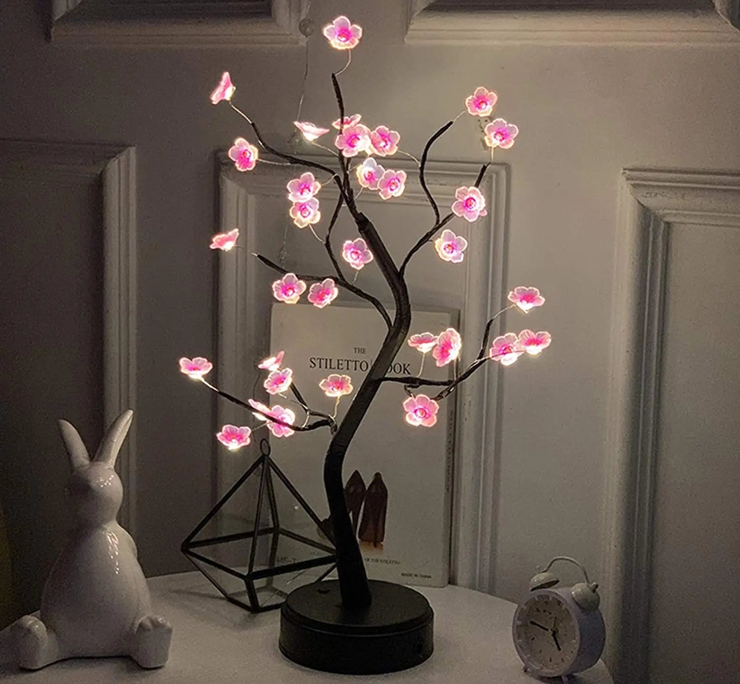 Table Tree Night Light – USB/Battery Powered, Cherry Blossom LED Lamp