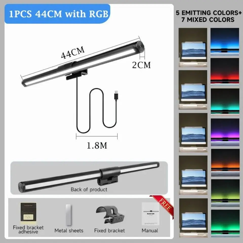 USB Dimming Monitor Light Bar – RGB Curved Screen Ambient Desk Lamp