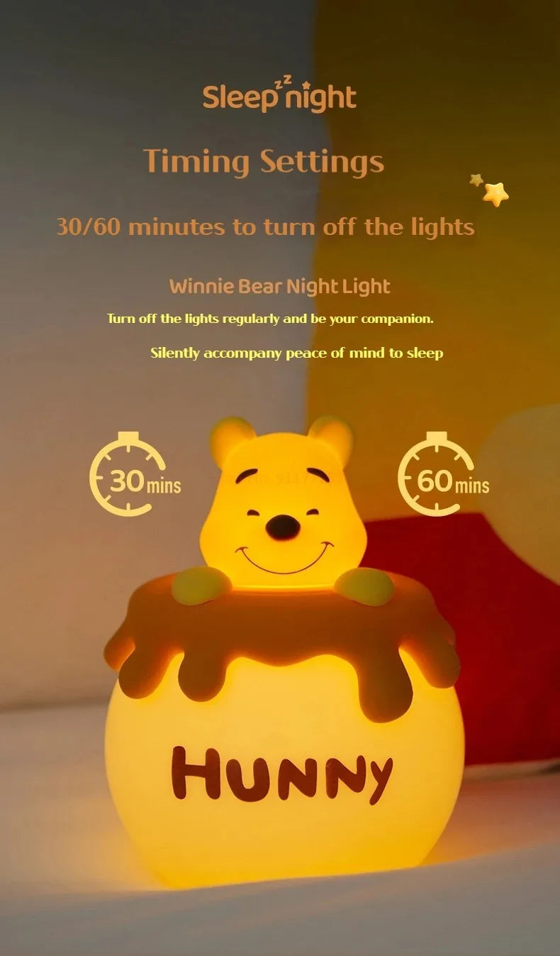 Winnie The Pooh Night Light – Soft Silicone, Eye Protection, Kids Gift