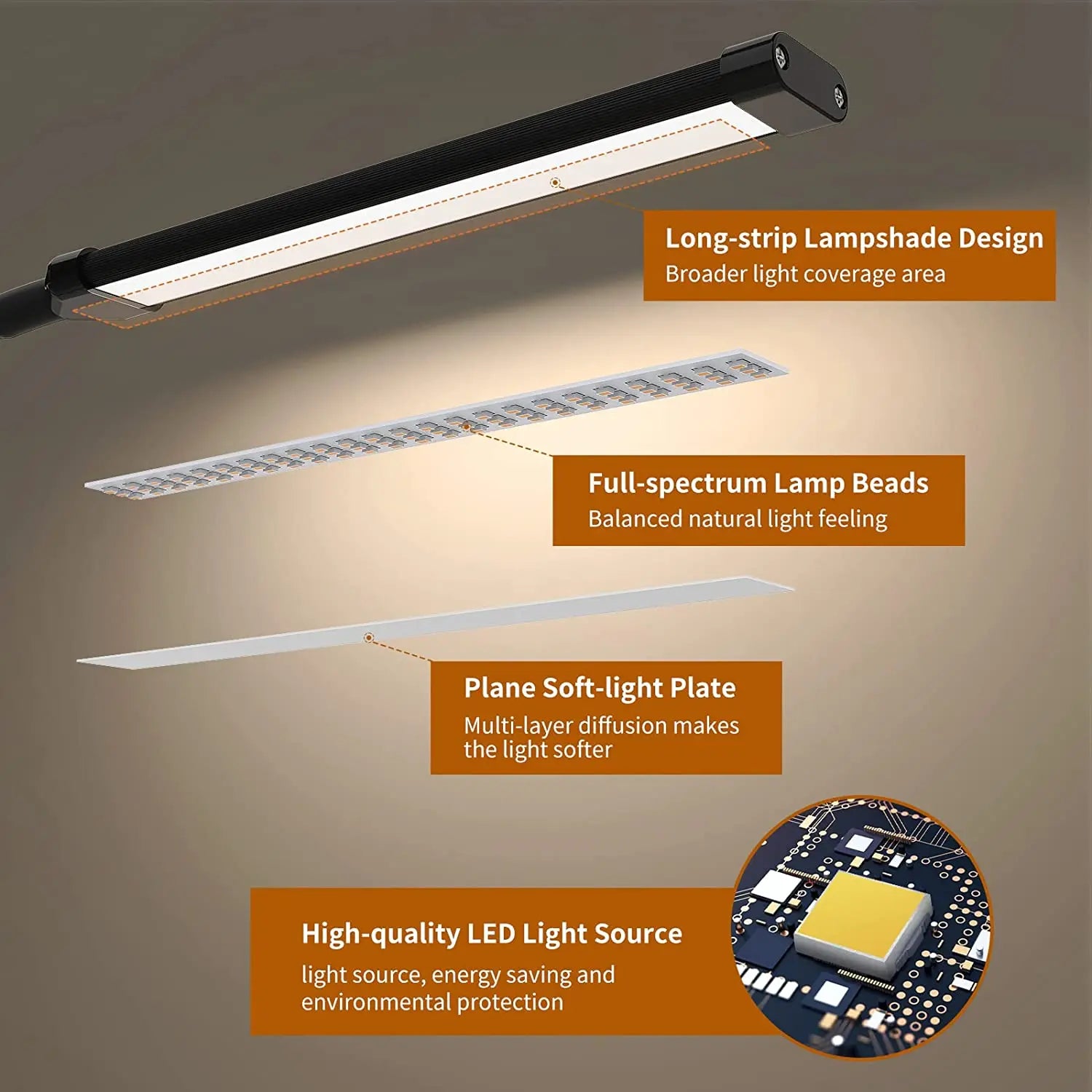 On Desk Dimmable Lamp  - 3 Modes - 10 Brightness Levels - 10W LED Clip