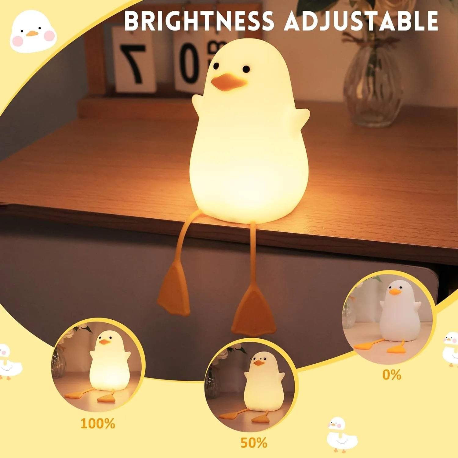 Duck Silicone Night Light – USB Charging, Fun Desktop Decor for Kids