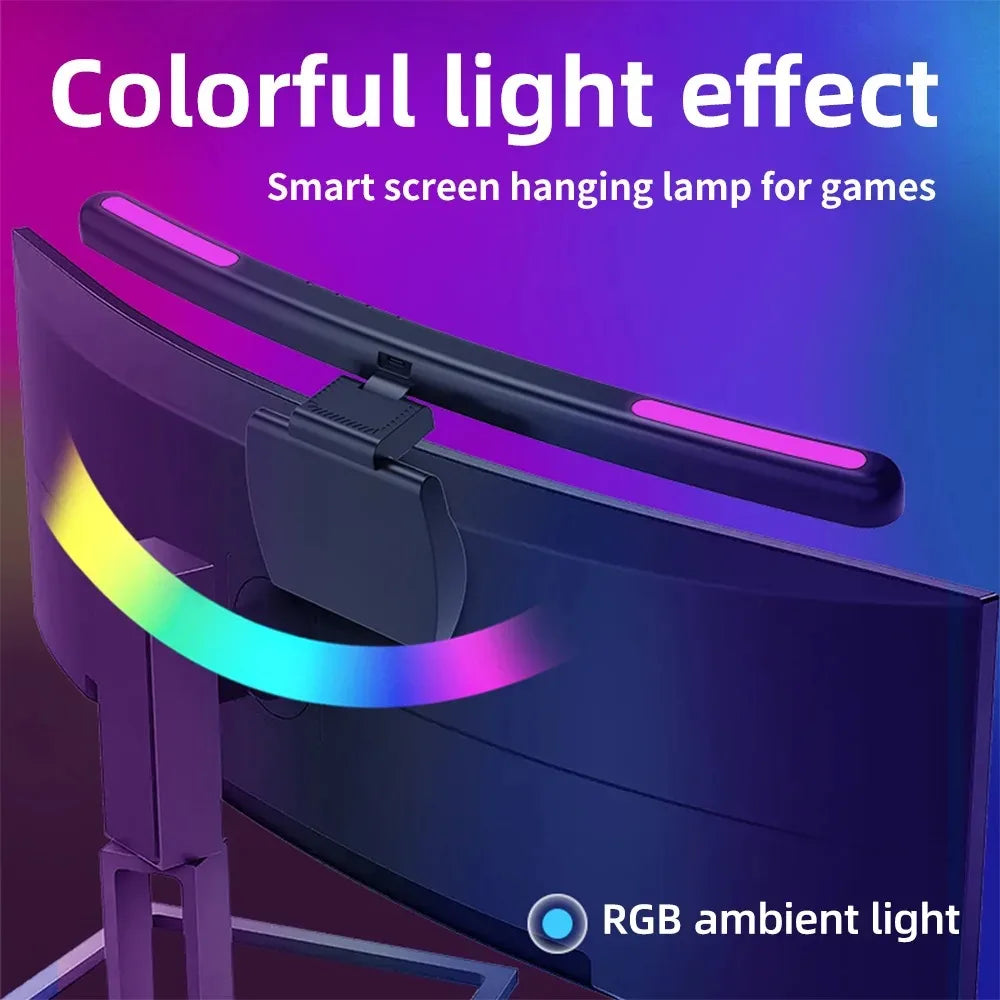 USB Dimming Monitor Light Bar – RGB Curved Screen Ambient Desk Lamp