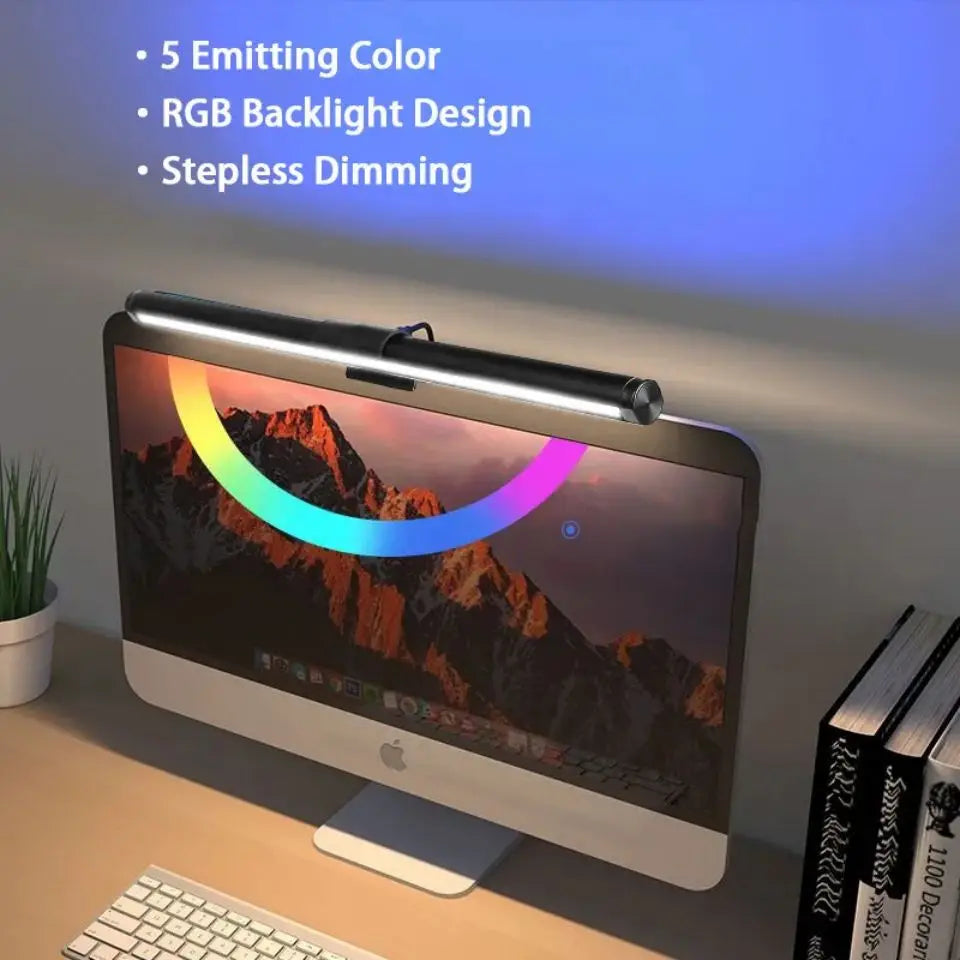 USB Dimming Monitor Light Bar – RGB Curved Screen Ambient Desk Lamp