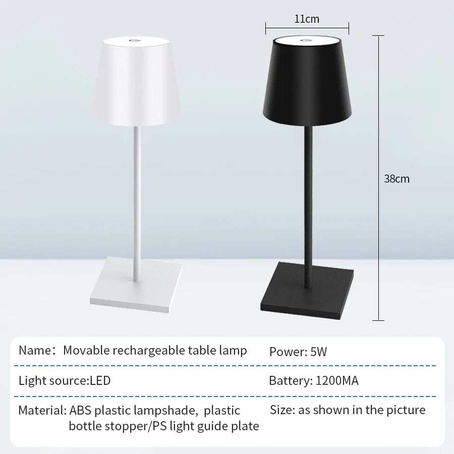 Rechargeable LED Table Lamp – Touch, 3 Dimmable Levels, Ambient Lighting