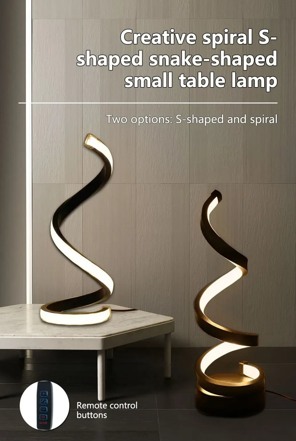 LED Spiral Table Lamp – Dimmable, Modern Night Light for Bedroom & Office