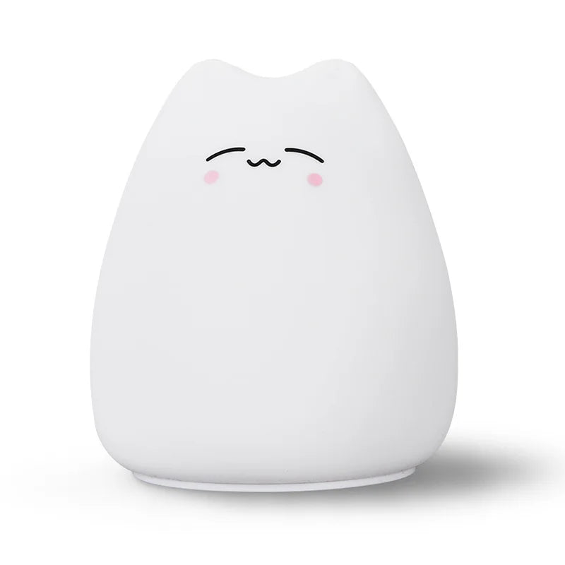 LED Colorful Cat Night Light – Soft Silicone, Cartoon Nursery Lamp for Kids