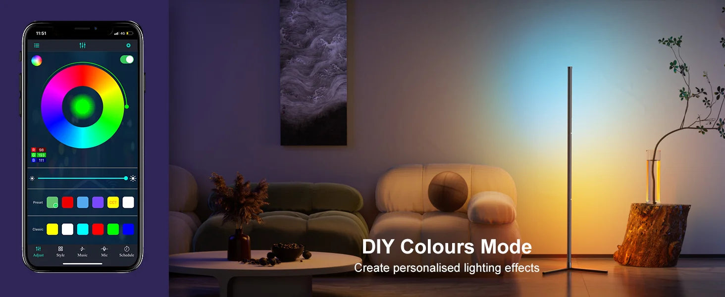 Smart RGB Floor Lamp – 16M Color, Music Sync, App & Remote Control