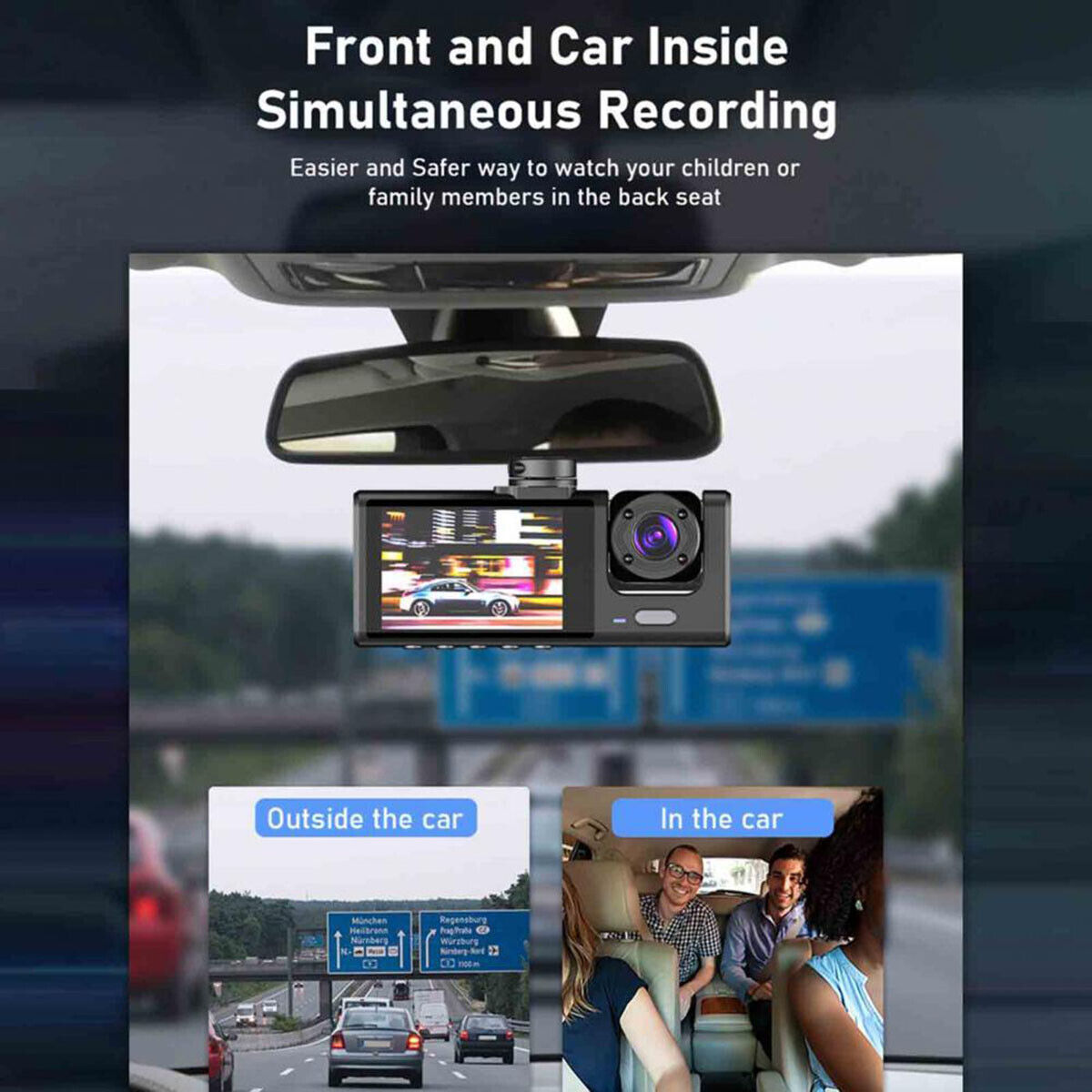 Car Dash Cam Recorder G Sensor DVR Front And Rear Camera Video